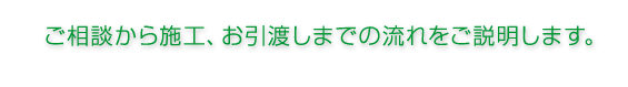 ご相談から施工、お引渡しまでの流れをご説明します。